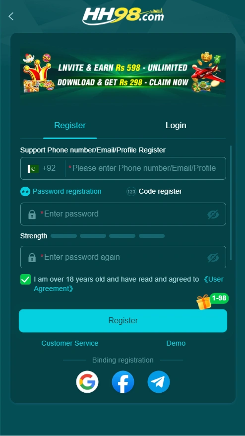 HH98 Game login